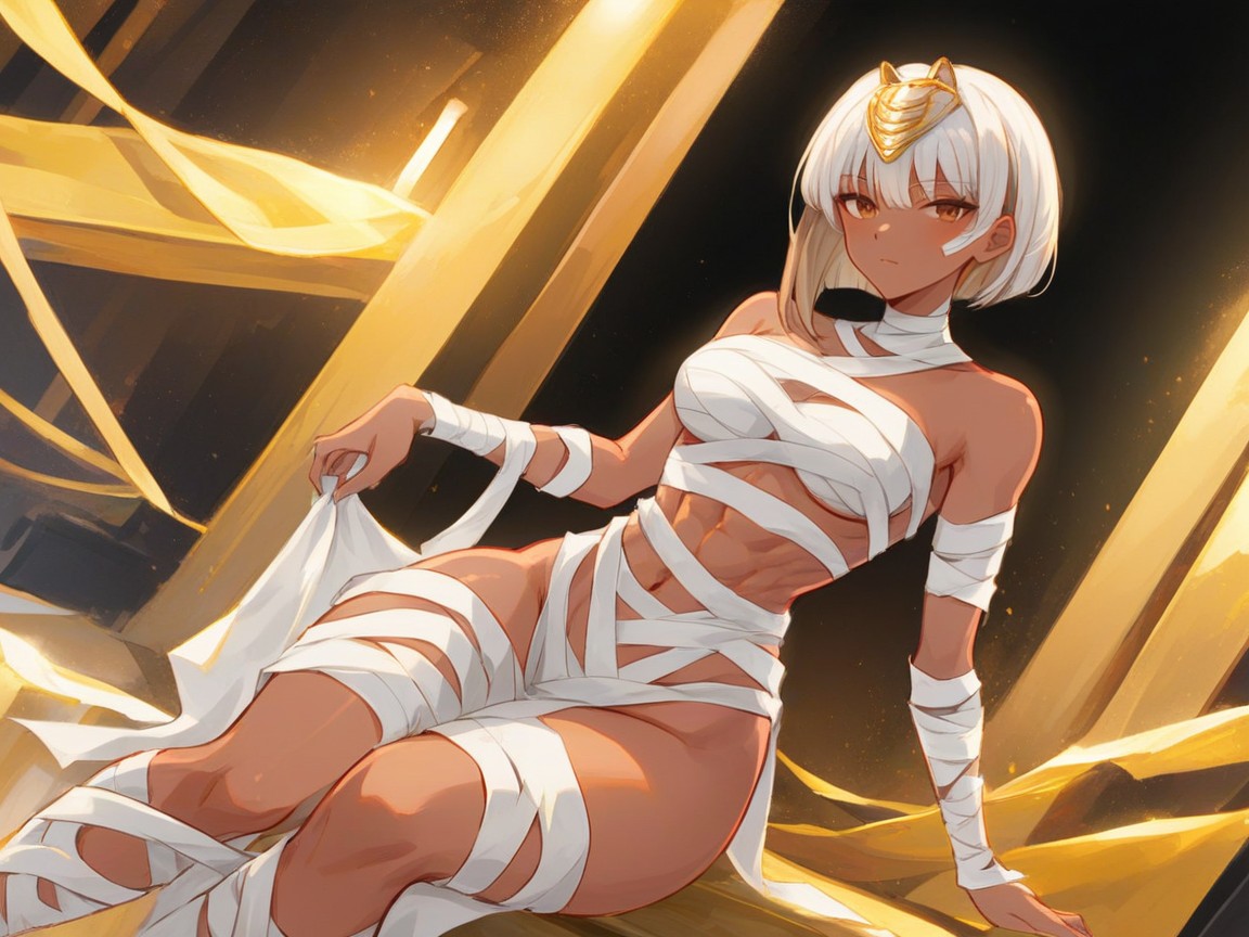 Medium Length, Wide Waist, Mummy Wraps On Face AI Porn