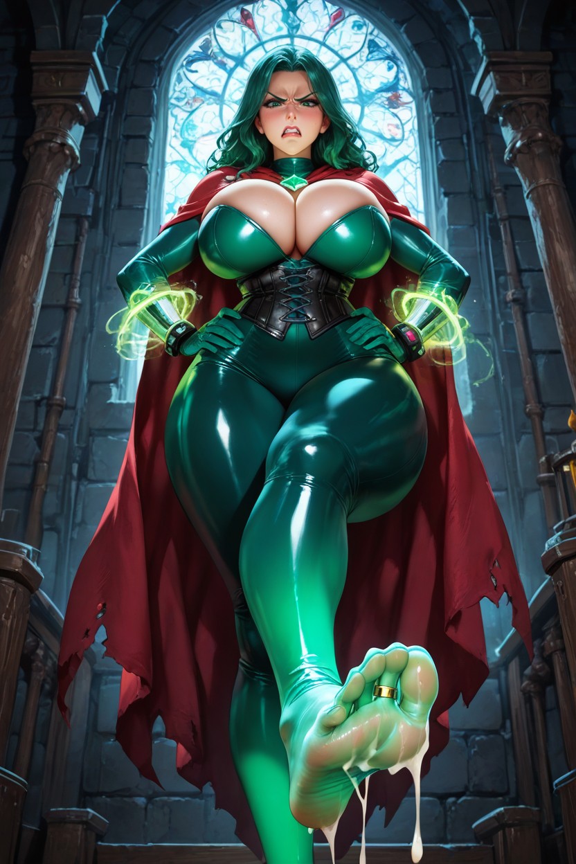 Green Hair, Dark Bedroom, 25+ Hentai AI Porn