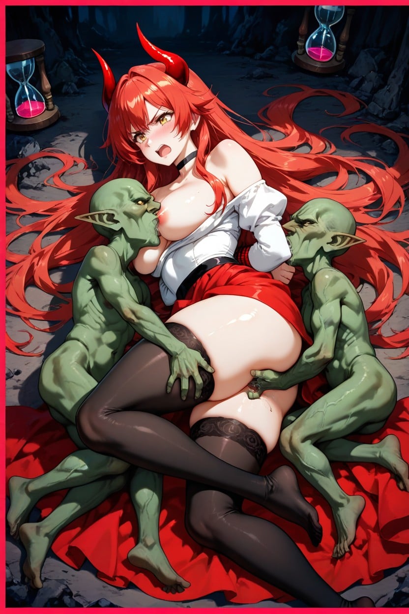 Disgusted, Fingering, Red Horns With A Gentle Natural Curve Hentai AI Porn