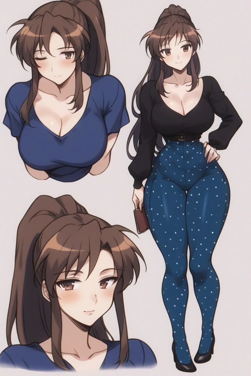 Lucky Star Art Style, Cleavage, High Definition AI Porn