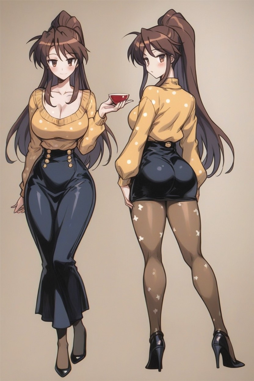 Beautiful, Lucky Star Art Style, Pantyhose With Polka Dot Pattern AI Porn