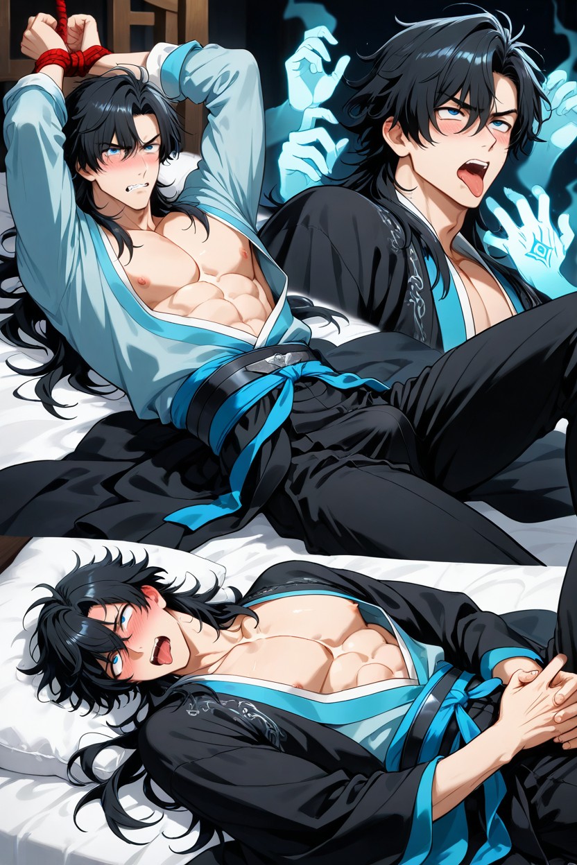 Long Bangs Hanging Down To The Forehead, Hanfu, Shocked AI Gay Porn