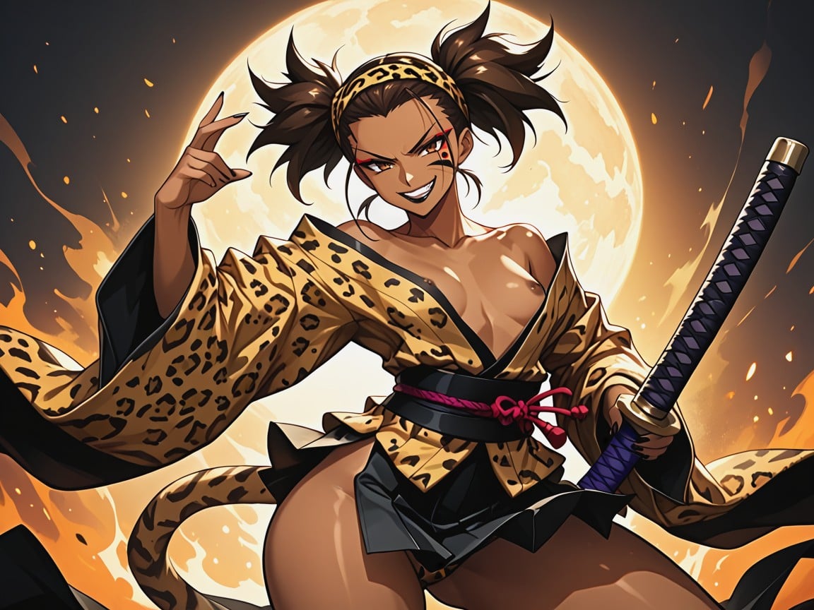 Small Breasts, Tight Round Form, Black Hakama Hentai AI Porn
