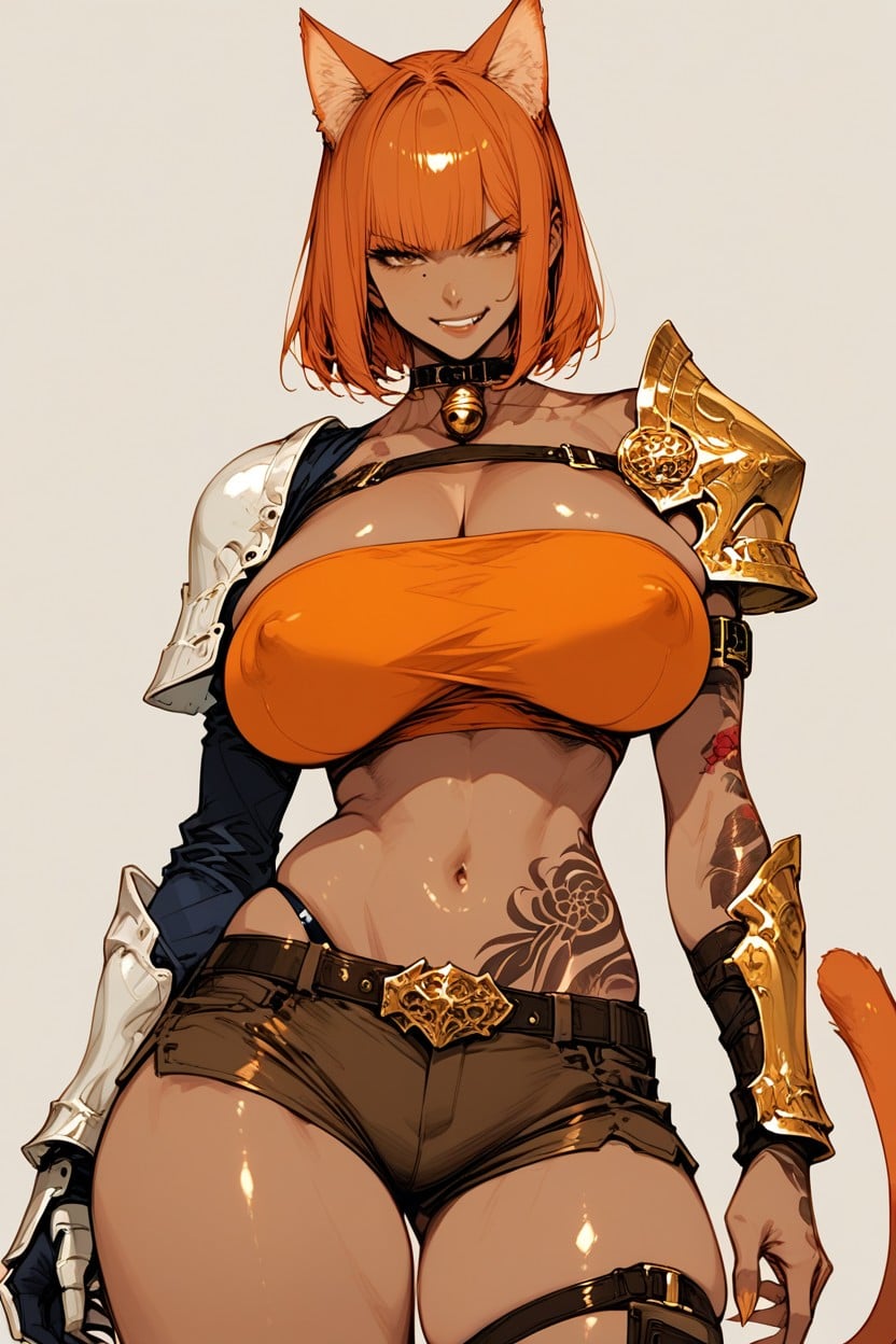 Feline Ears, European, Orange Top Hentai AI Porn