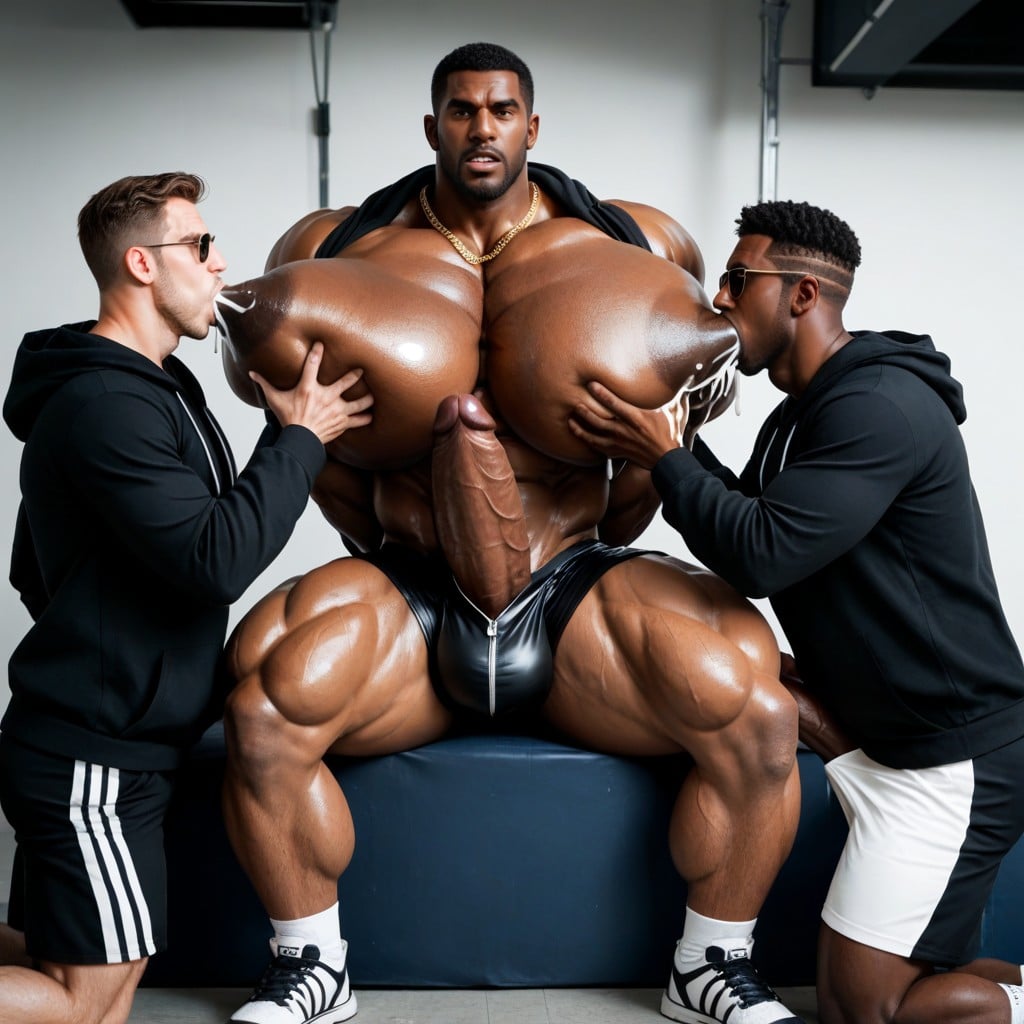 Squeezing Nipple, African Man, Hyper Bulky AI Gay Porn