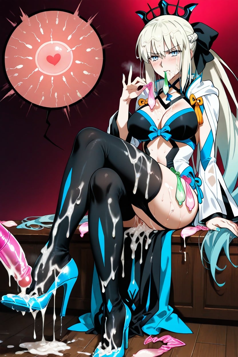 Cum On Feet, Legs Crossed, Covered By Cum Hentai AI Porn