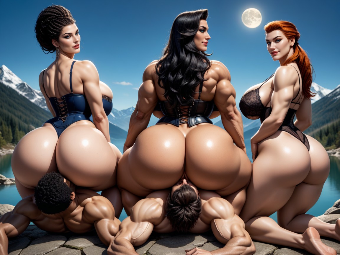 Women Facesitting Dominating Males, Permed Hair, Extra Hyper Curvy Ssbbw AI Porn
