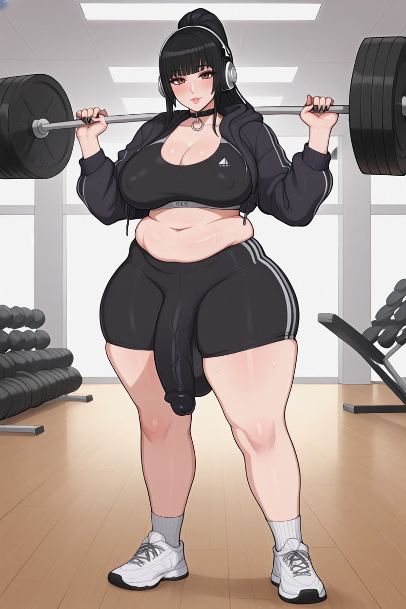 Soft Squishy Thighs, Impossibly Gigantic Bulge, Running Sneakers Porno IA transsexuelle