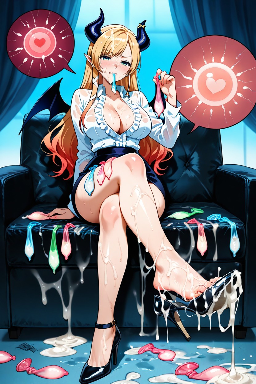 Semen On High Heels, Footjob, Cum On Shoes Hentai AI Porn