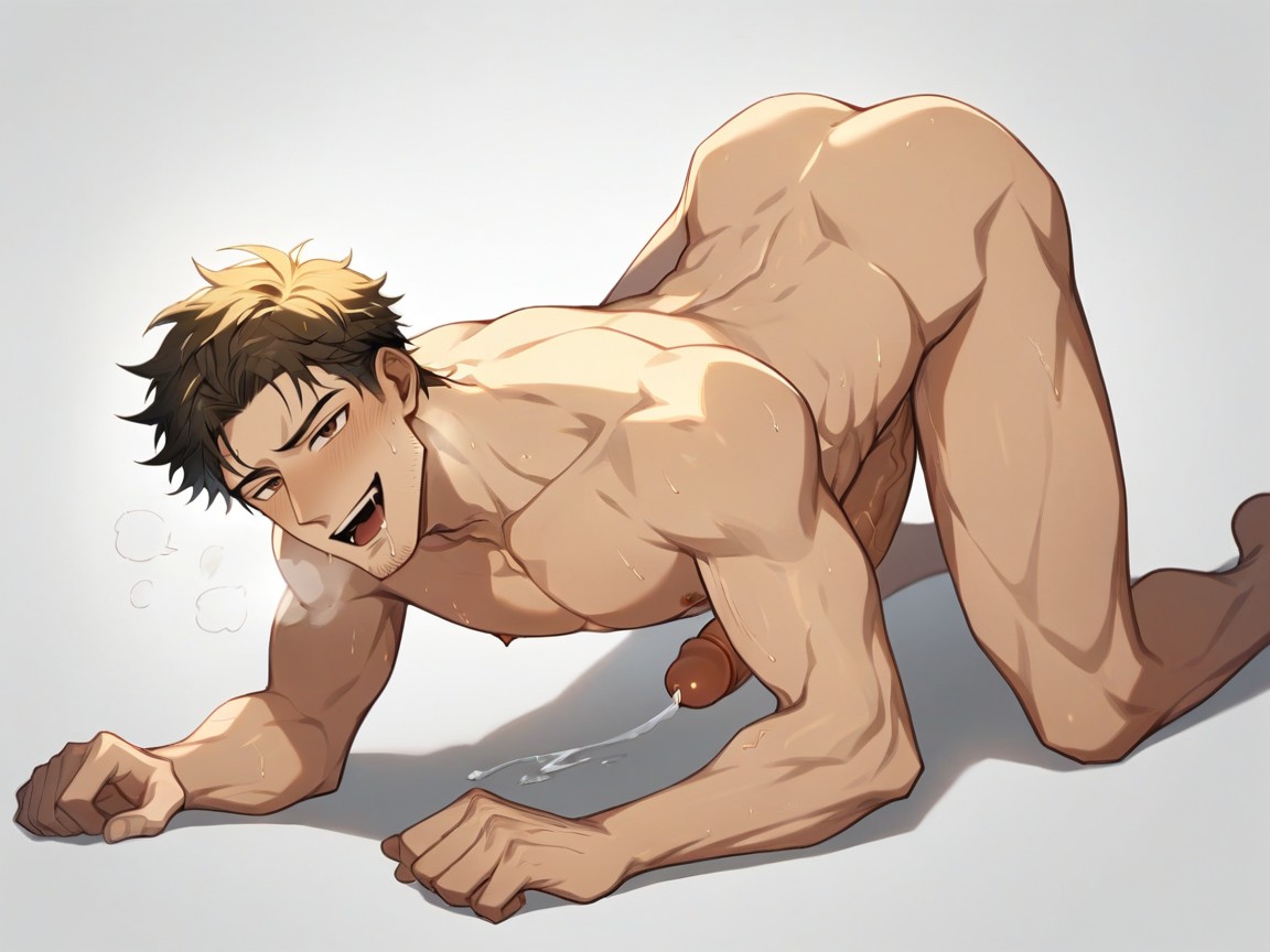 Dark Blonde Hair, Hyper Thick Penis, Ejaculation AI Gay Porn