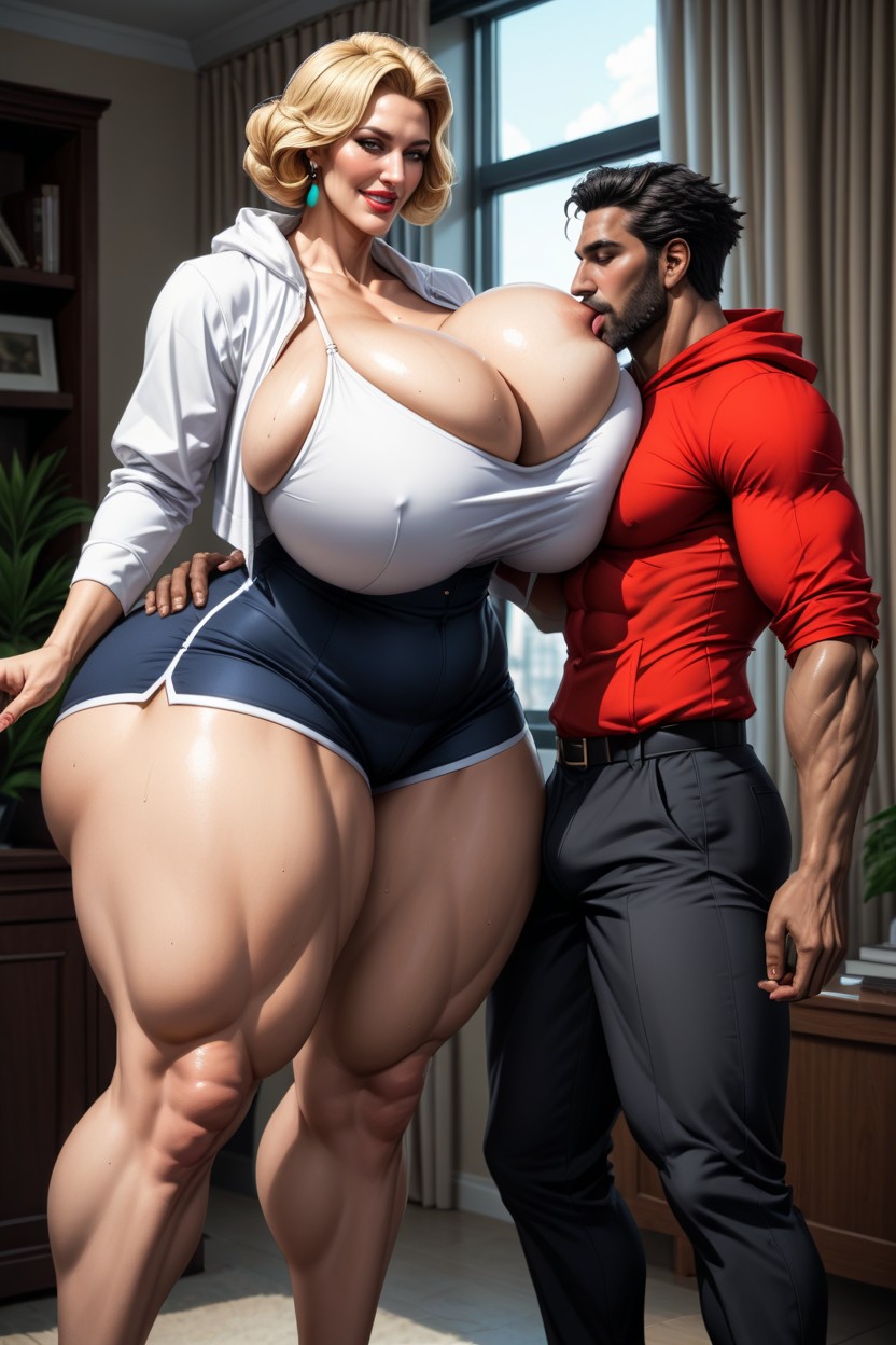 Perfect Shapely Figure, Side View, Sweat A Lot AI Porn