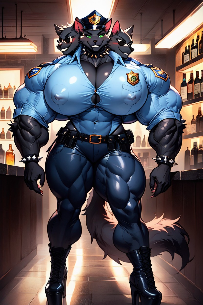 Greek Mythology, Gigantic Biceps, Police Uniform Furry AI Porn