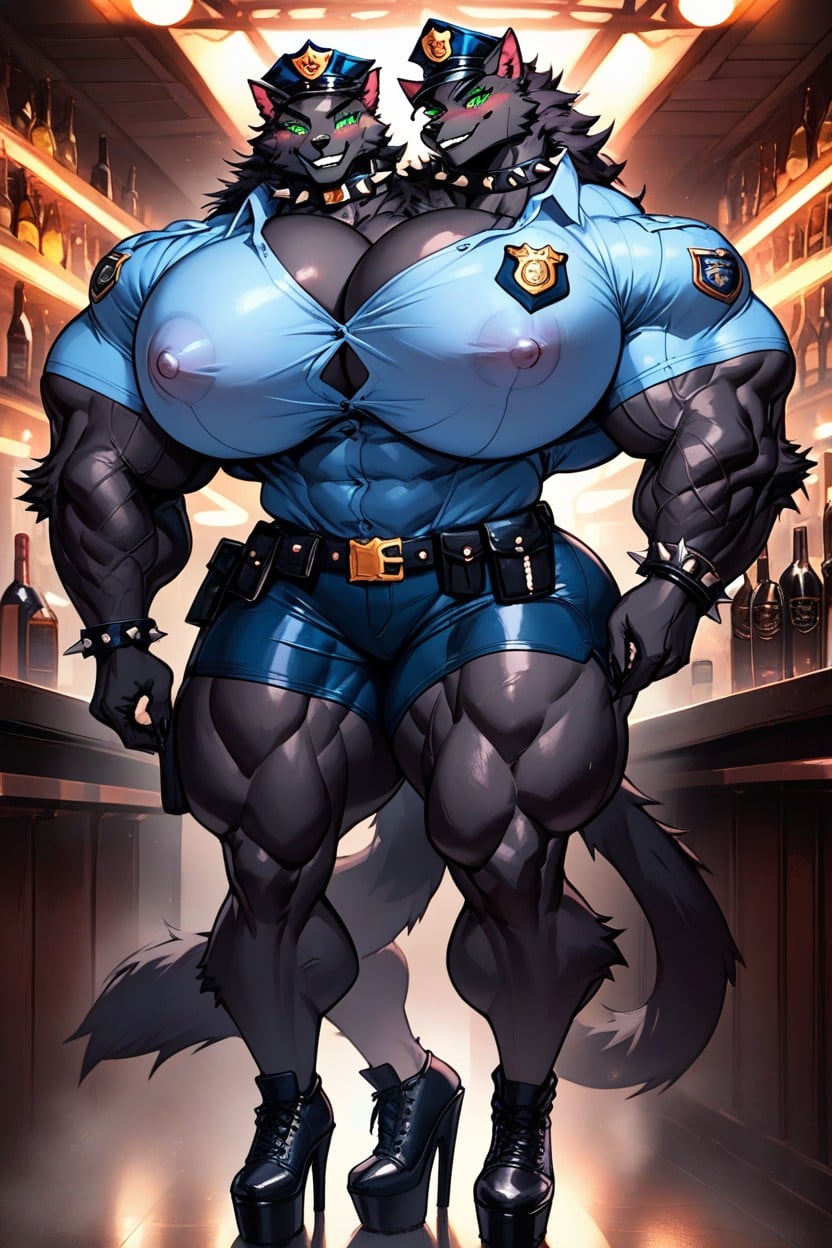 Extreme Muscle Definition, Smiling, Extreme Muscle Definition Furry AI Porn