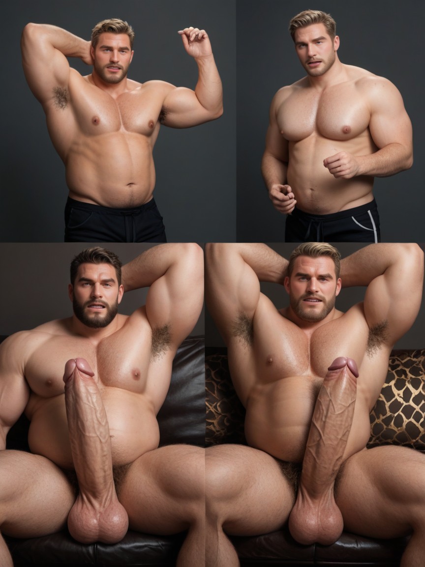 Hairy Vascular Penis, Gay Male Only, Weight Gain Image Sequence AI Gay Porn