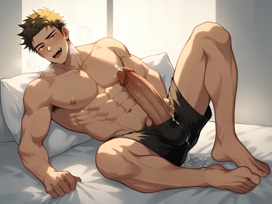 Naked, Mouth Open, Drool AI Gay Porn