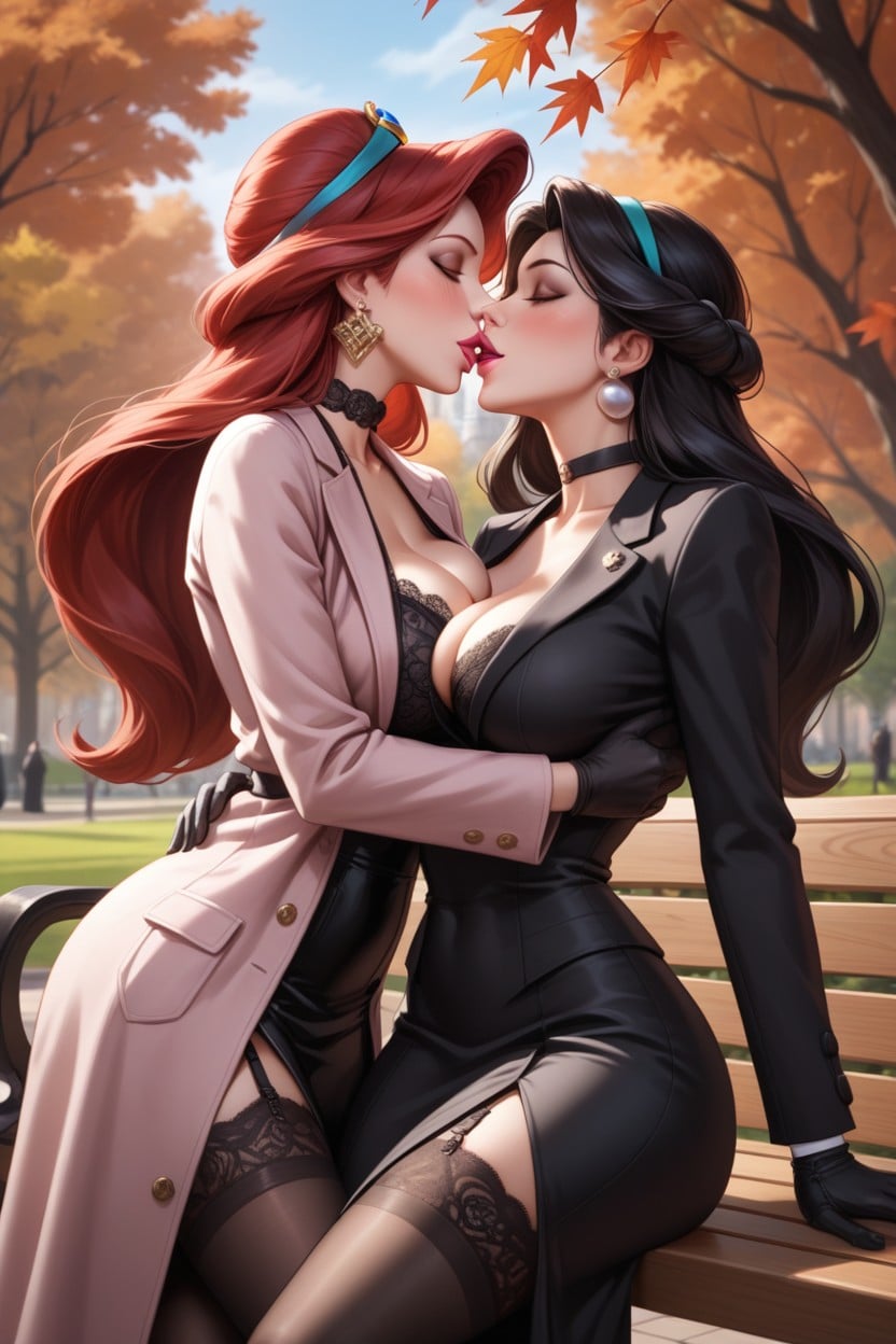 Lesbian, Hat, Beautiful Beige Coat Hentai AI Porn