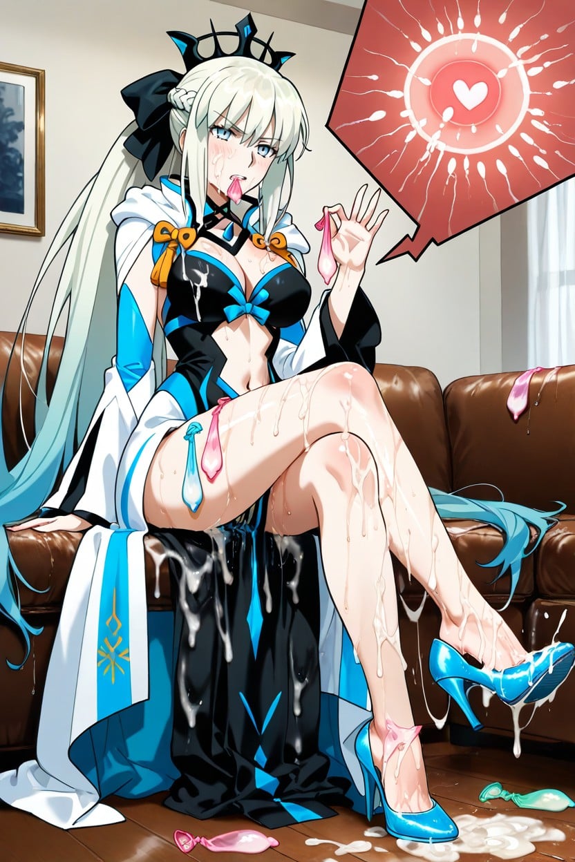 Drenched In Cum, Cum In Mouth, Used Condom Hentai AI Porn