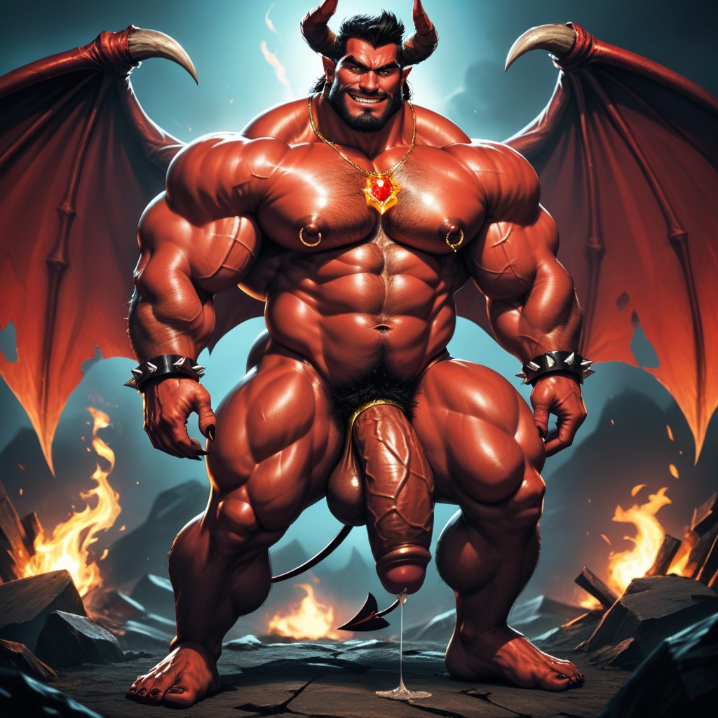Full Body, Big Balls, Large Nipple Rings AI Gay Porn