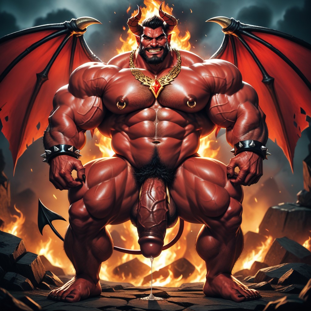 Wide Cock Ring, Demon Claws On Toes, Evil Smirk AI Gay Porn