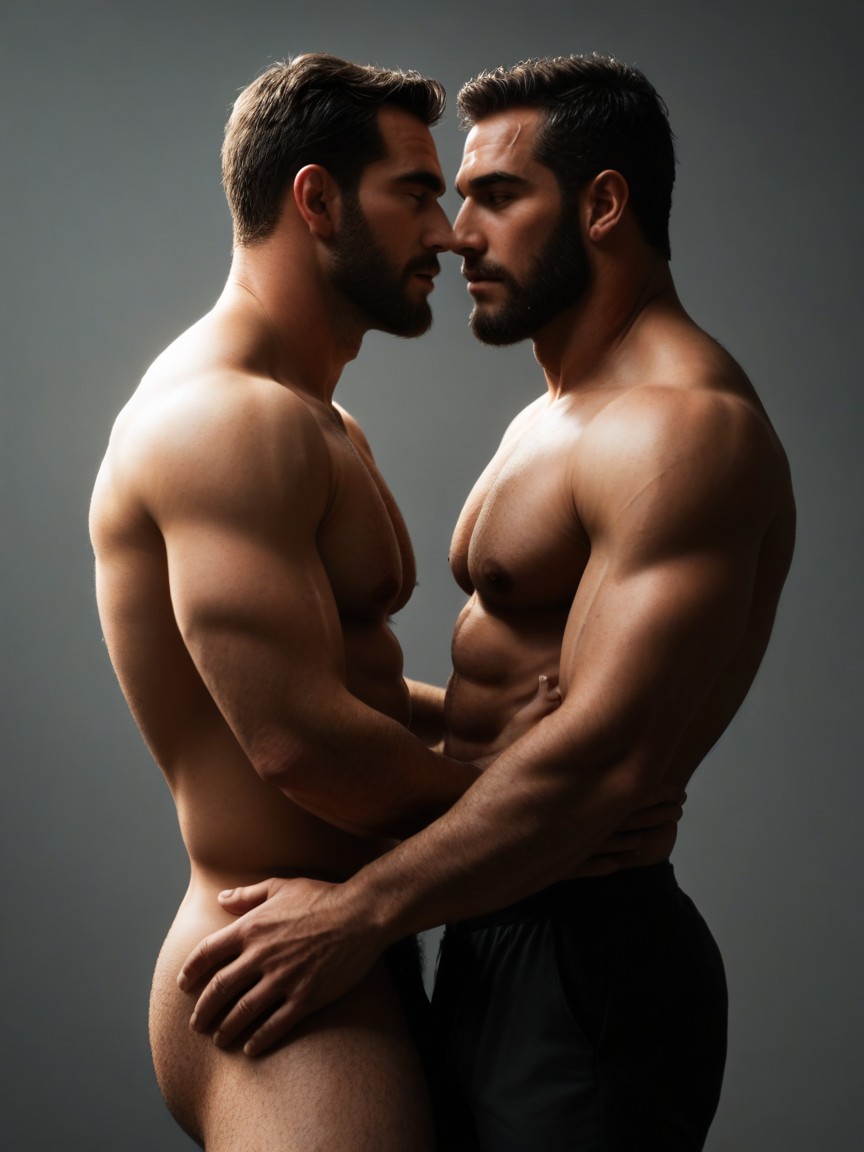 Detailed Skin, Dark Hair, Volumetric Lighting AI Gay Porn