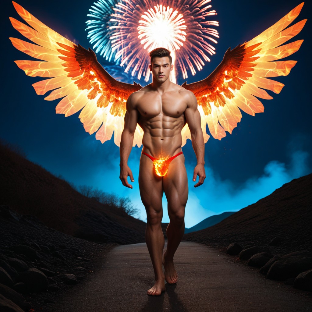 Resolution V, Rivers Of Glowing Lava, Muscular AI Gay Porn