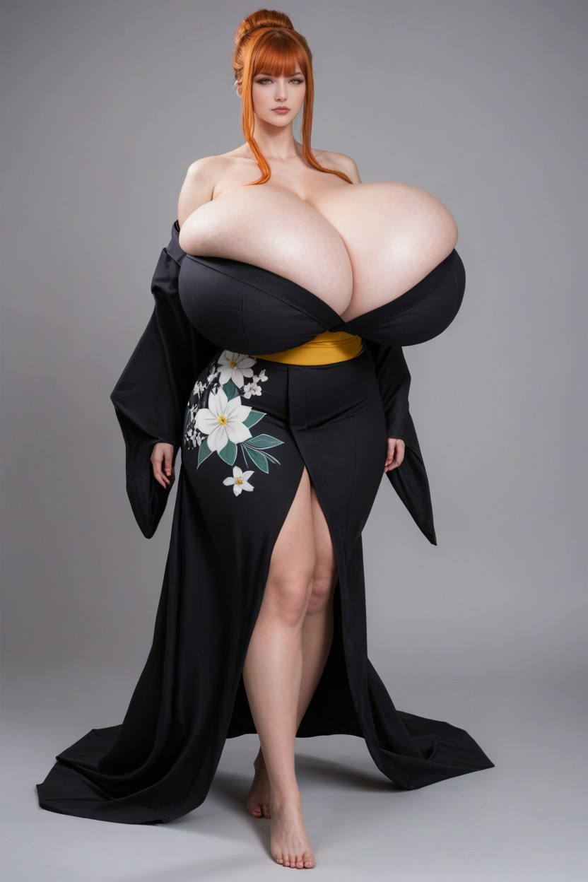 Naked Feet, Grey Background, Massive Breasts AI Porn