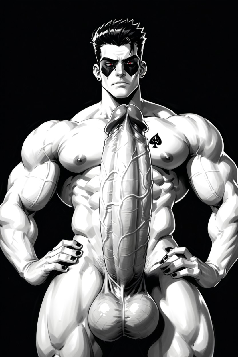 Black Background, Stripe, Black And White Sketch AI Gay Porn