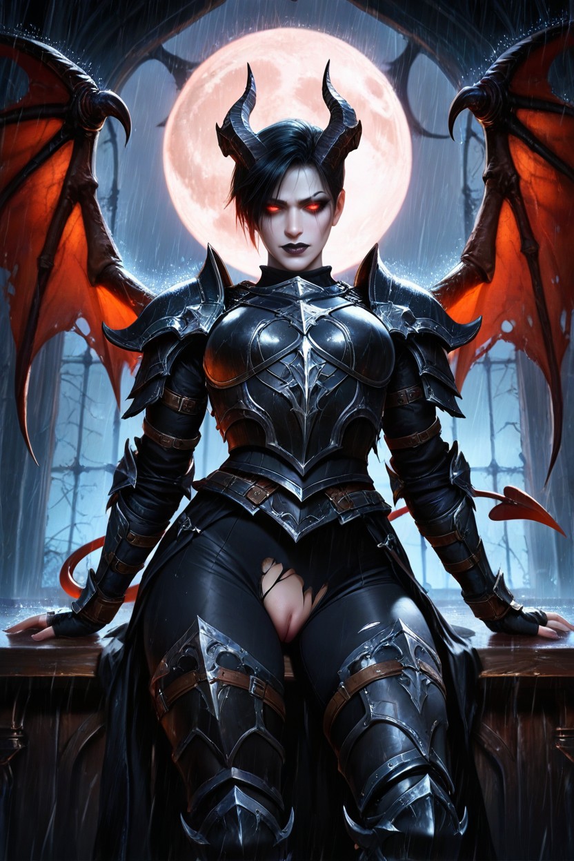 Big Demon Wings, Full Armor, Clouded AI Porn