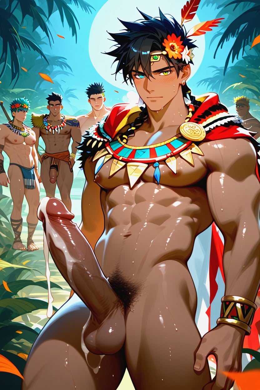 Hyper Cock, Muscular, Different Colored Eyes AI Gay Porn