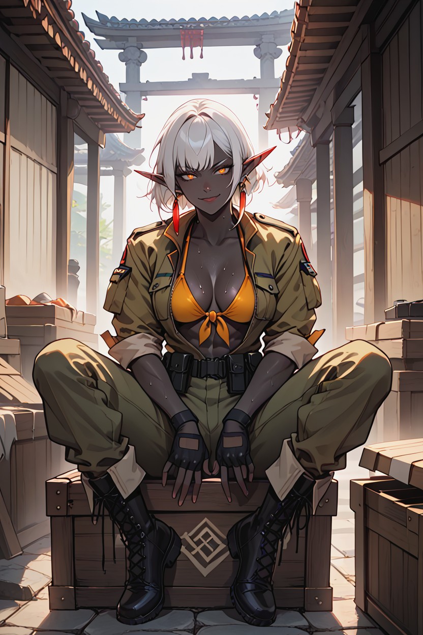 Black Skin, Dark Elves, Medium Breasts Hentai AI Porn