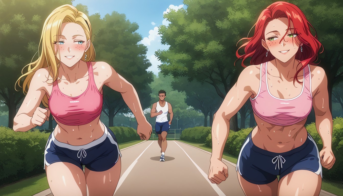 Green Tight Shorts, Jogging, 18+ Hentai AI Porn