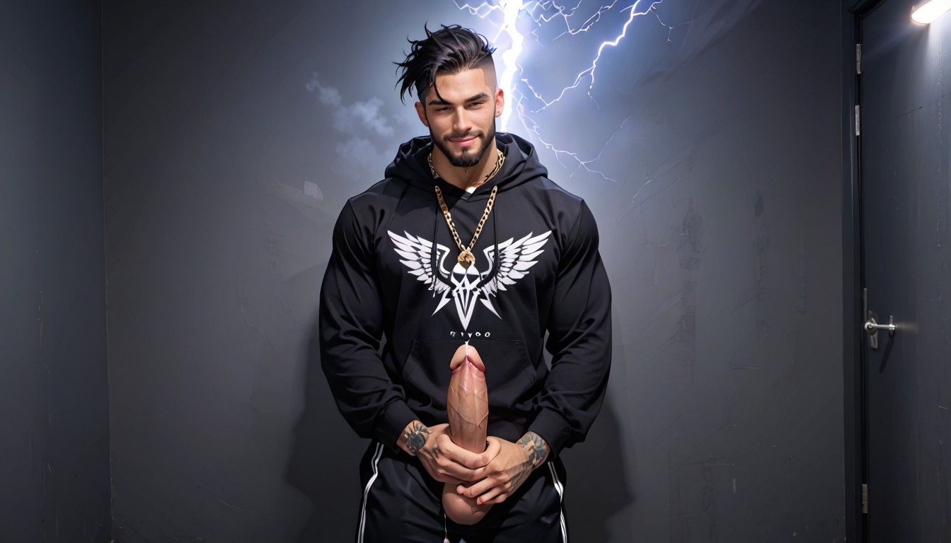 Huge Thick Vibrating Bbc Cock Looks Like Dildo, Piercings, Lean Body AI Gay Porn