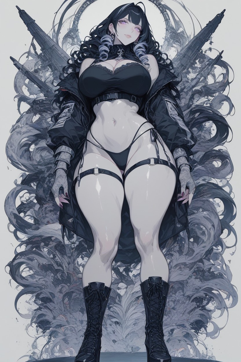 Emphasizing Her Curves, Black French Panties, Gravure Idol Hentai AI Porn