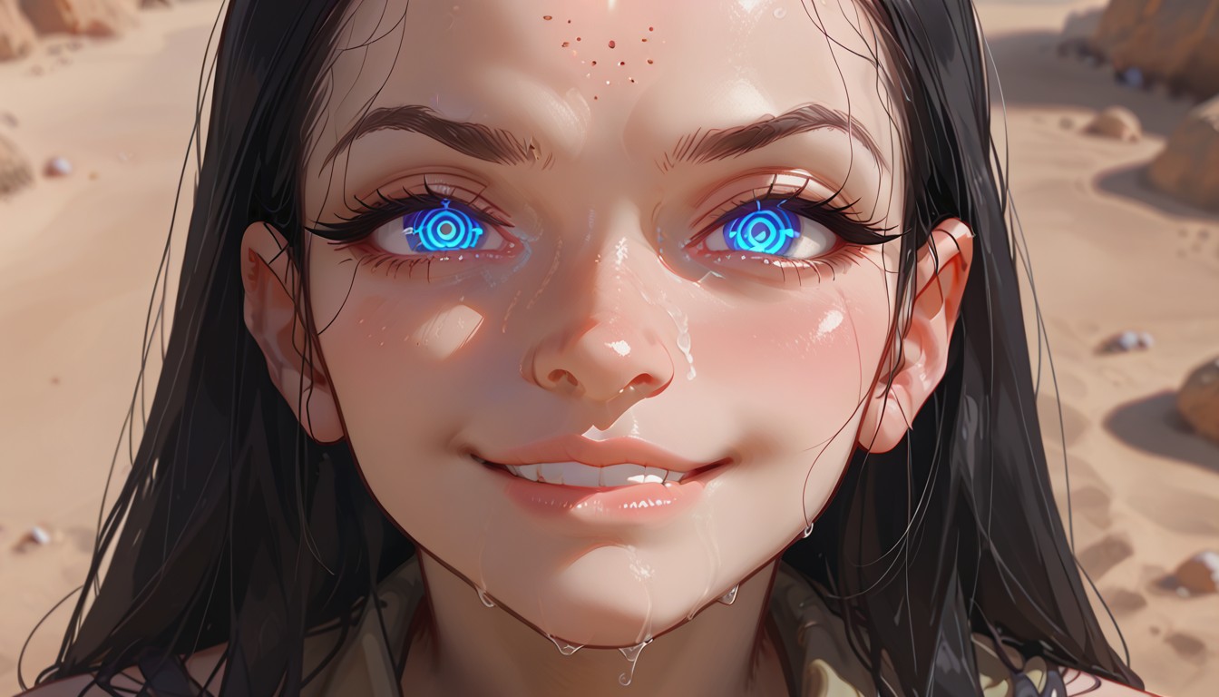 Close Up, Eyes Totally Blue, Top Down Hentai AI Porn