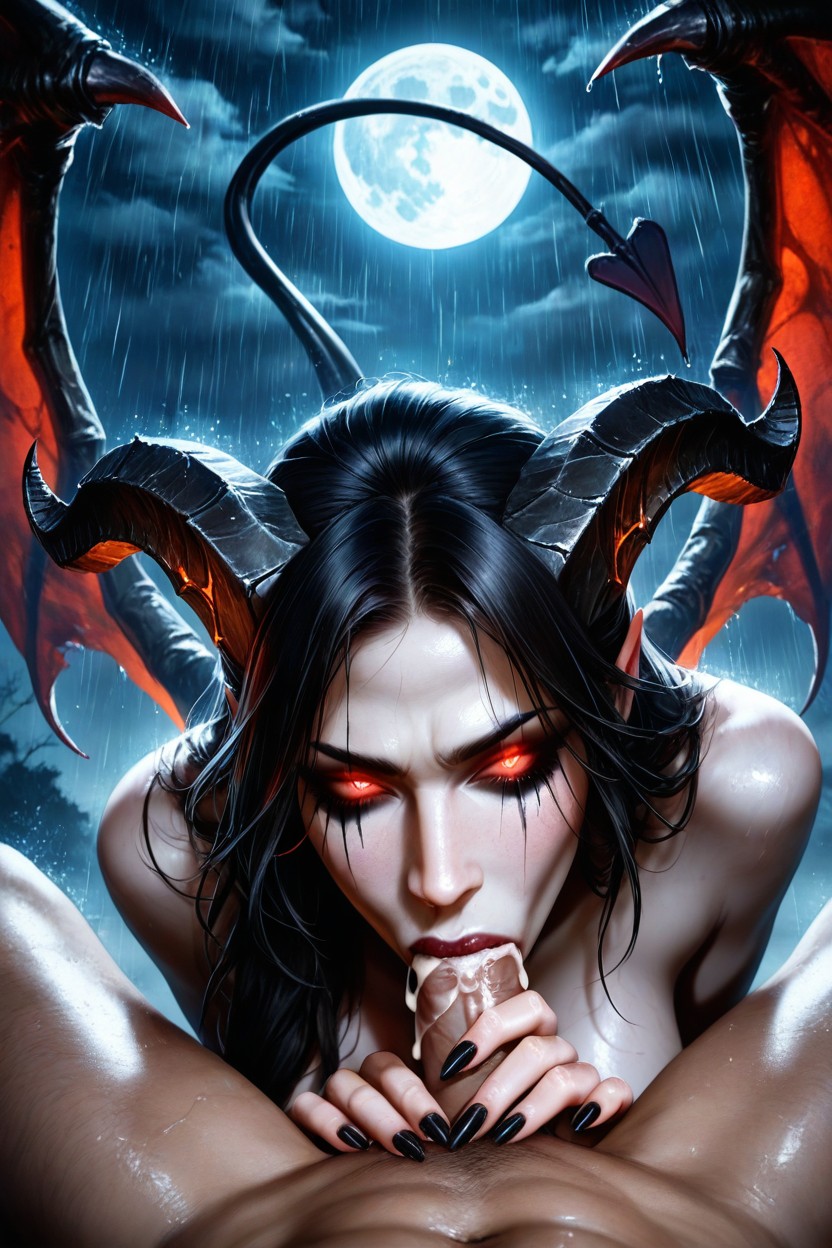 Beautiful Face, Clouded, Night AI Porn