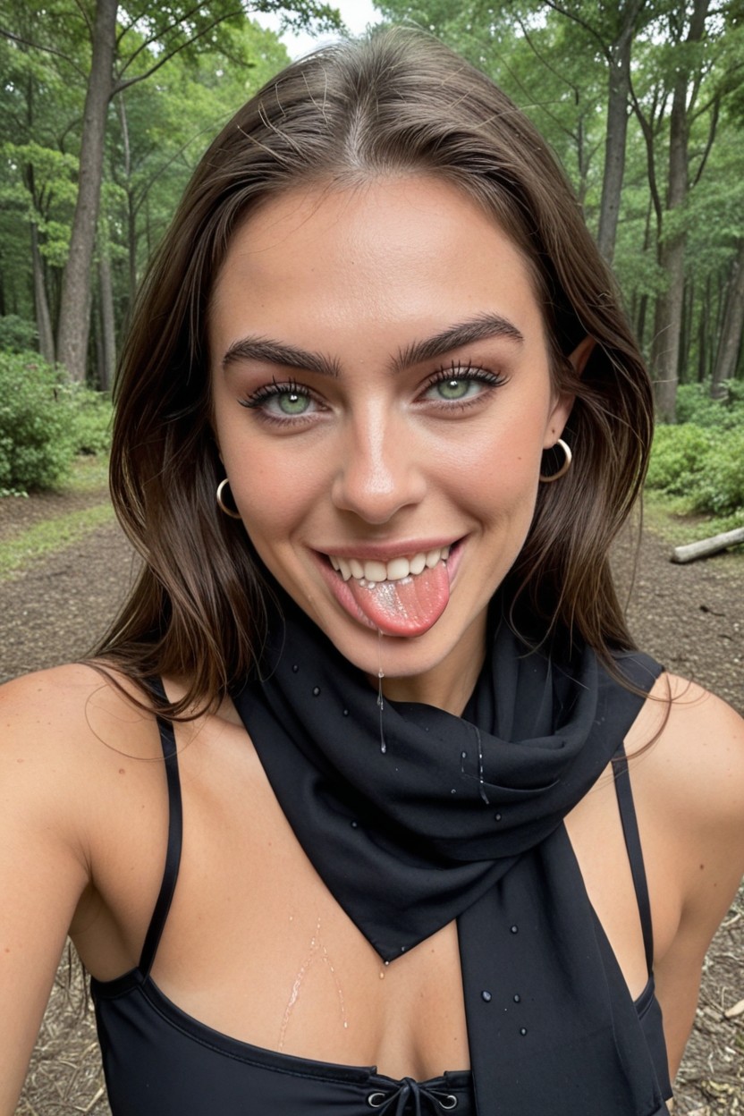 Green Eyes, Scarf, Fit Body AI Porn