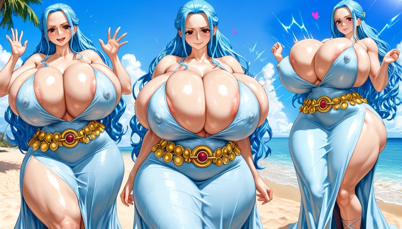 Multiple Views, Nefertari Vivi From One Piece, Breasts Bursting Out Of Dress AI Porn
