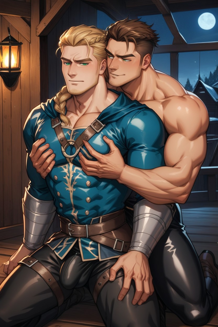 Kissed Neck, Stubble, Groping Crotch AI Gay Porn