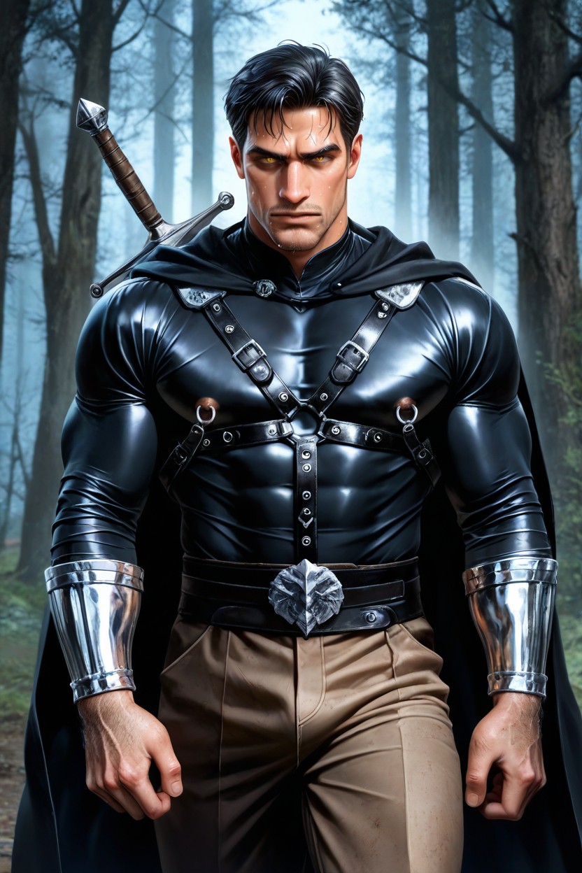 Hairy Clothes, Silver Metal Bracer, Brown Trouser Porno gay IA