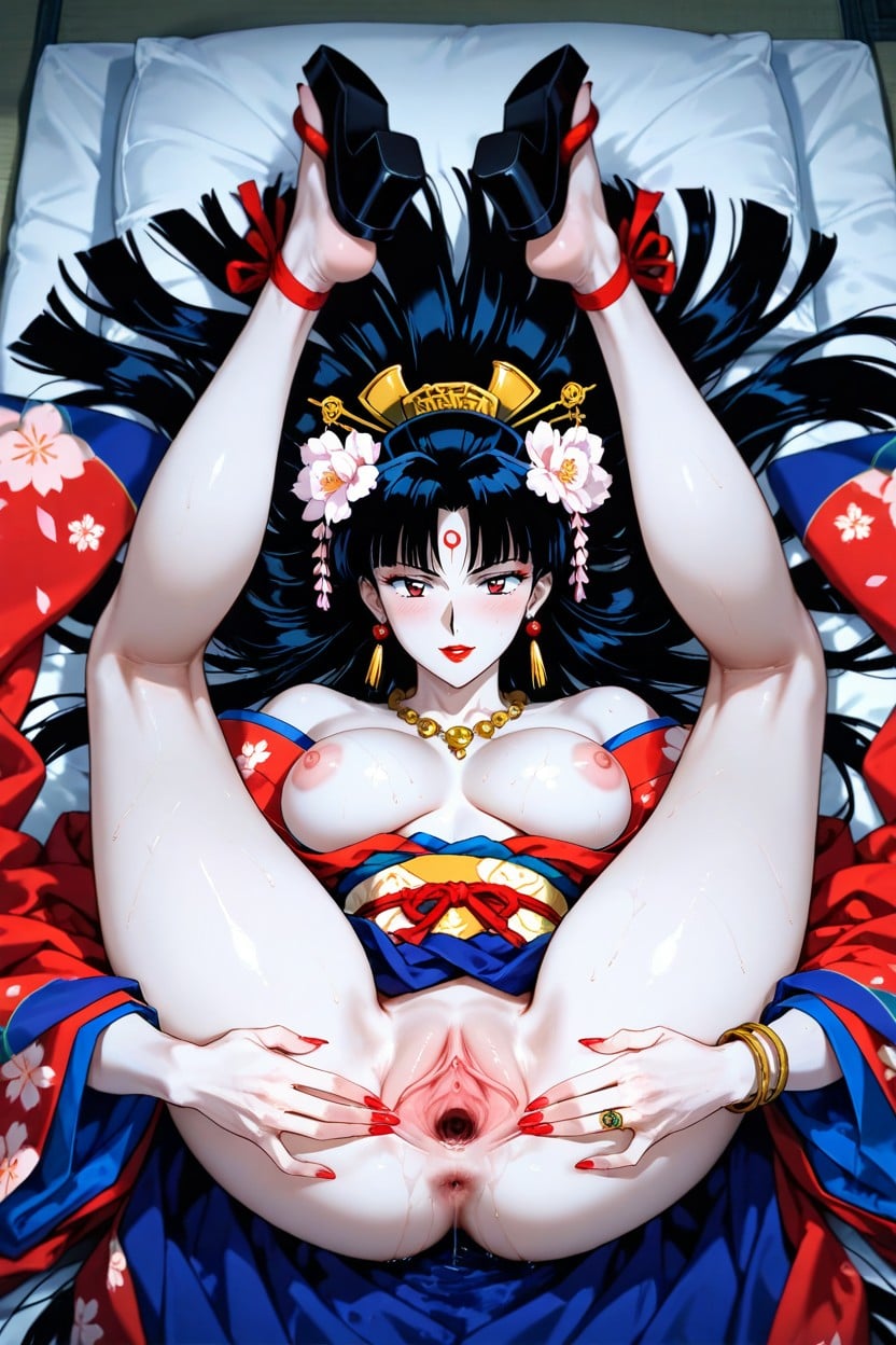 Pussy Juice, Overhead Shot, Top Lying On Body Pillow Hentai AI Porn