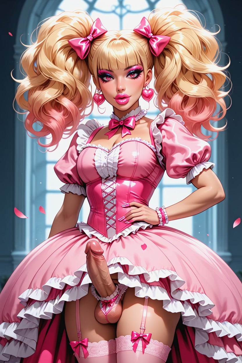 Frilly Pink Outfit, Very Micro Penis, Cutestsissy Hentai AI Porn