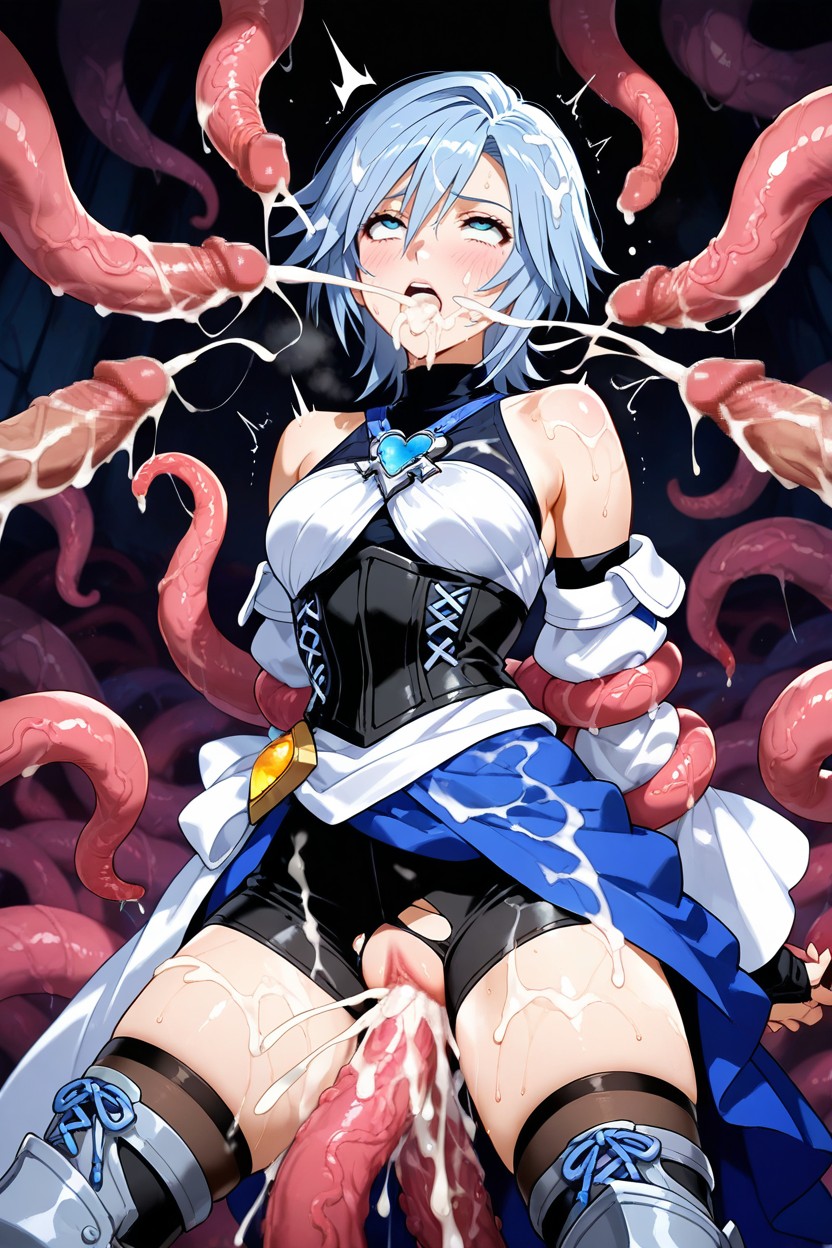 Bukkake, As Hundreds Of Tentacles Invade Her Pussy And Mouth, Excessive Cumming Hentai AI Porn