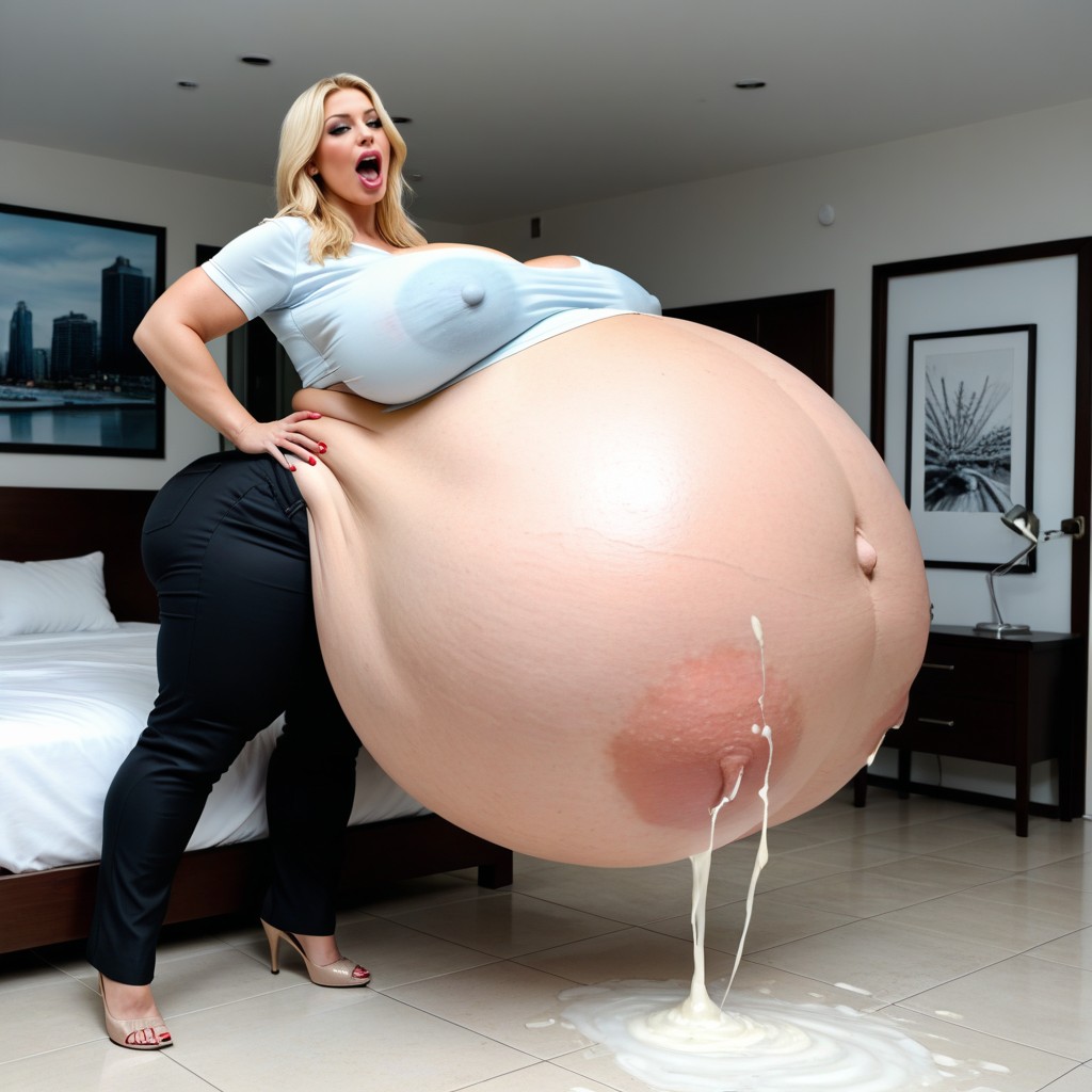 Voluptuous, Inviting, Gigantic Sagging Pregnant Belly AI Porn