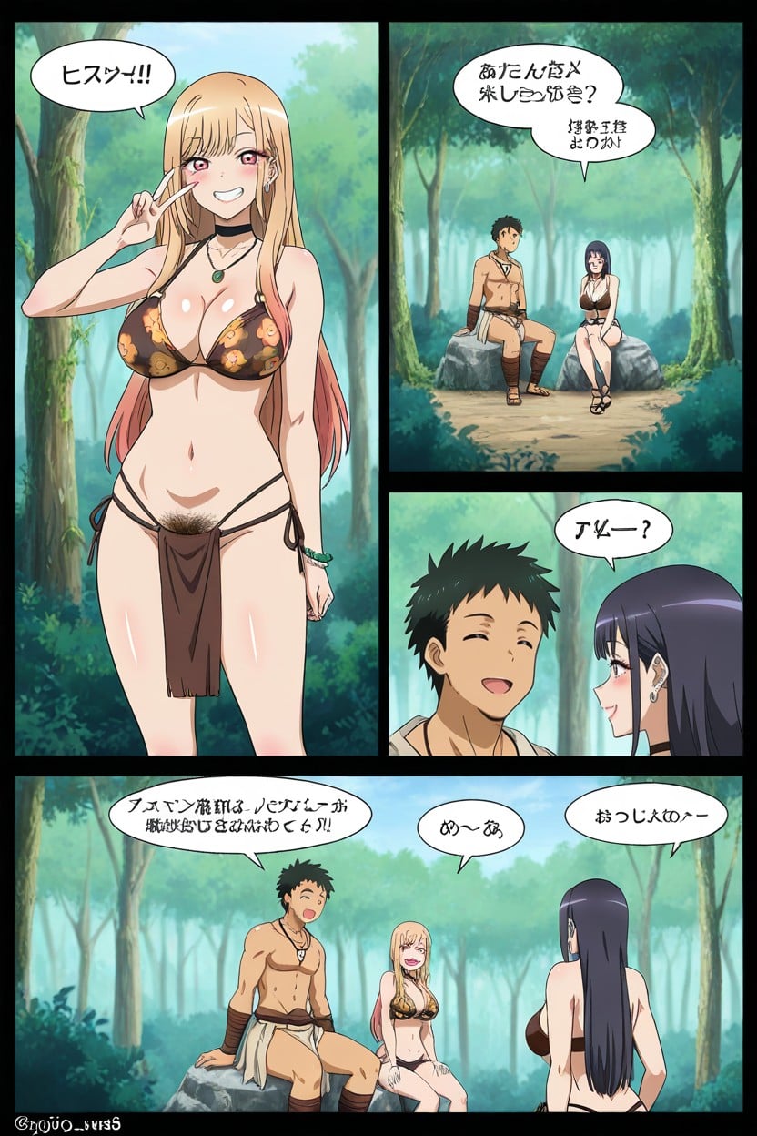 Pubic Hair, Duo, One Male Hentai AI Porn