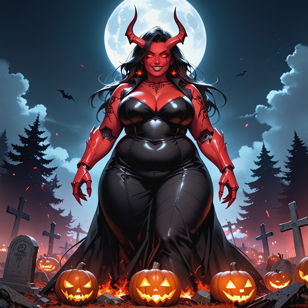 Ominous, Red Glowing Eyes, Wide Shot BBW AI Porn