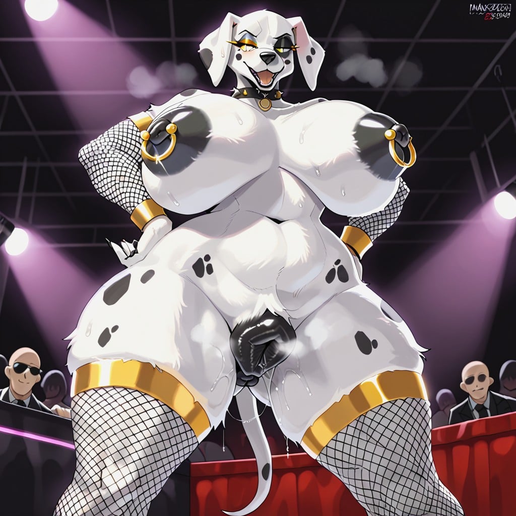 Dripping Pussy Juice, Spotted Dalmatian Dog, Massive Breasts Furry AI Porn