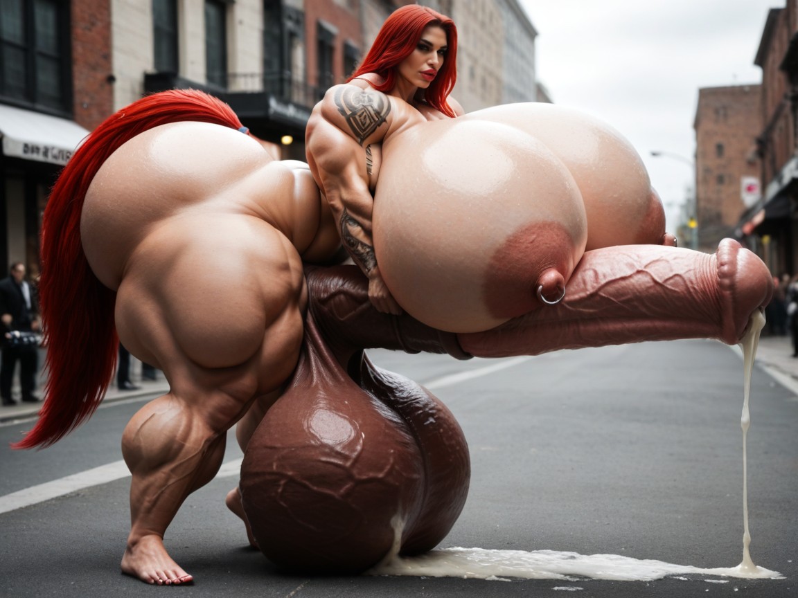 Wold Biggest Longest Horsepenis, Full Body Tattoo, Extremely Large Ass Shemale AI Porn