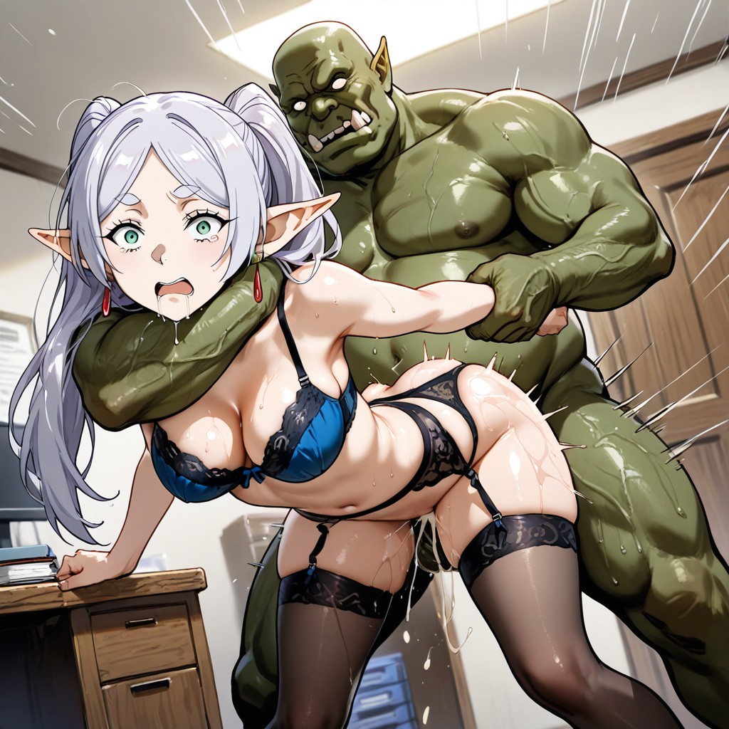 Door, Choking Her From Behind, Orc Standing Behind Her Hentai AI Porn