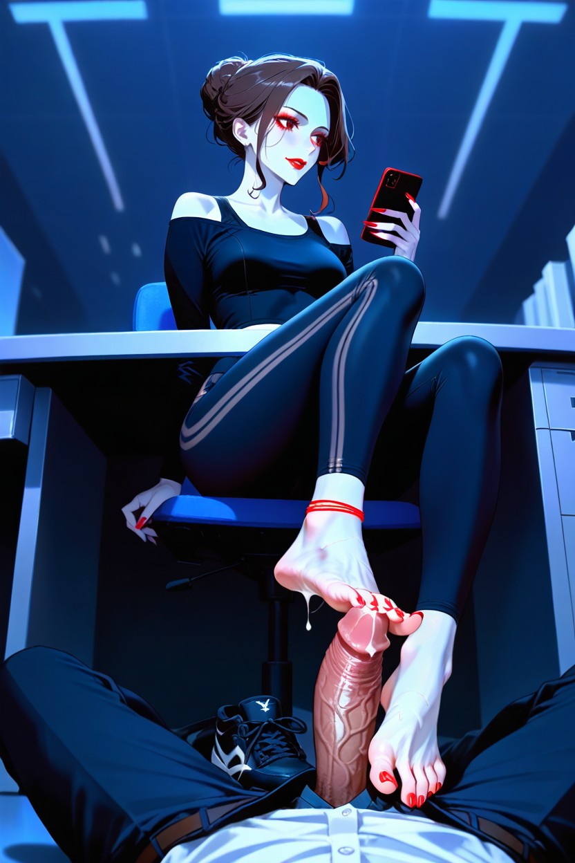 Red Painted Toenails, Pov Trying Not To Cum, Vampiric Pale Skin AI Porn