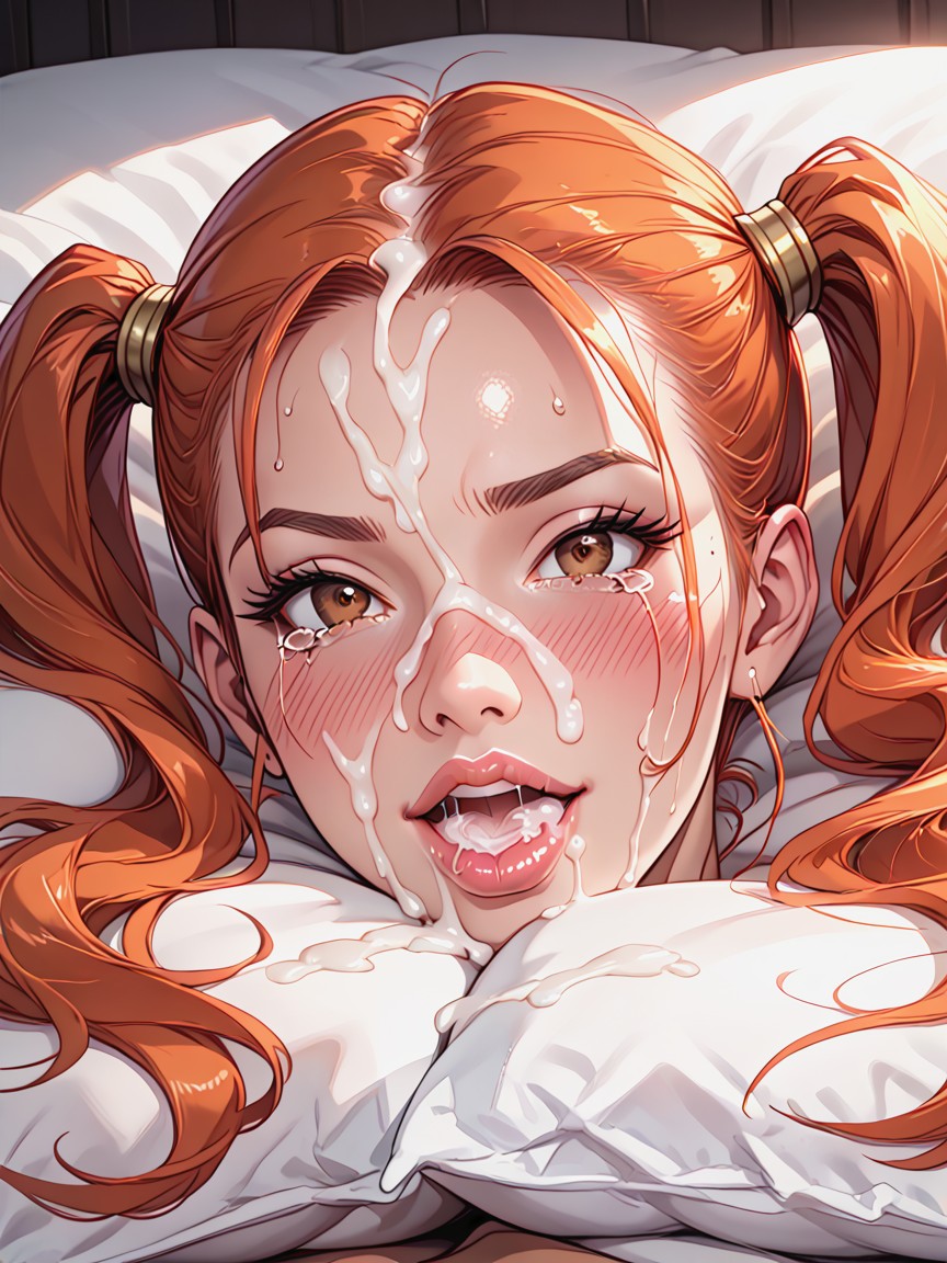 Ojos Marrones, Cama, Sensual Hentai IA